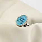 انگشتر نقره مردانه با نگین دُّر نجف و زیر دُّرنجف