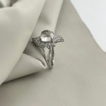 انگشتر  زنانه نقره عیار۹۲۵ رکاب ماشینی طرح پر خروس پیچ - Image 2