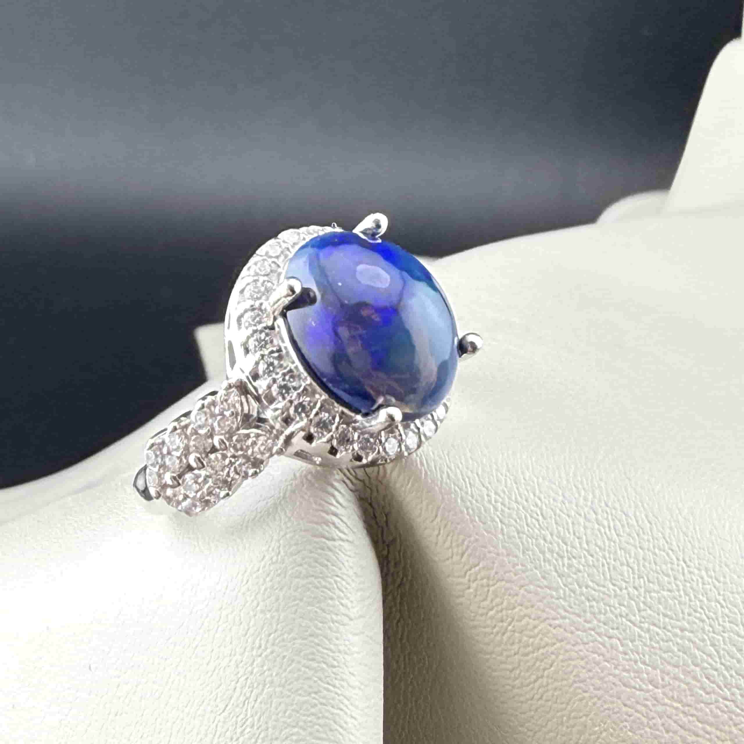 Women's ring-opal-41007-2 انگشتر اوپال بلک زنانه اتیوپی هفت رنگ مدل گندمی